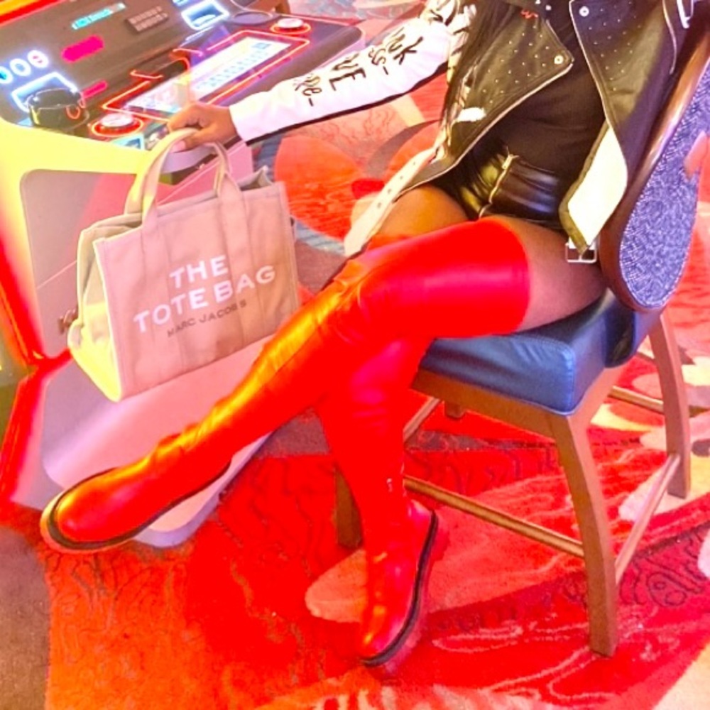 Azalea Wang Red Thigh High Over the Knee Boots 🔴🔴